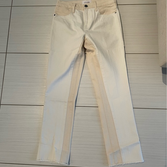 FRAME Le High Straight Leg Jeans in Blanc Multi-26 - Picture 2 of 5